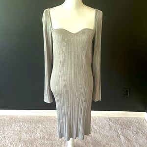 Banana Republic Metallic Gray Knit Dress